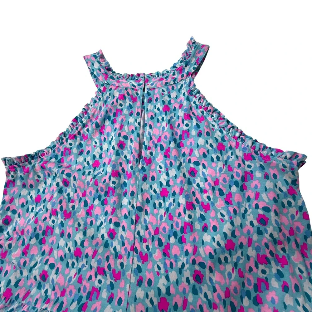 Lilly Pulitzer Tiered Ruffle Halter Dress Large Cotton Multicolor Animal Print - Picture 5 of 11